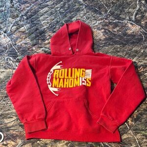Jerzees Red Yellow Graphic Sweatshirt Hoodie